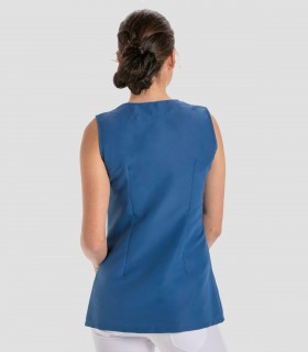 Casaca Microfibra Diagonal Azul Sin mangas