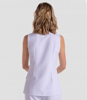 Casaca Microfibra Diagonal Blanca Sin mangas