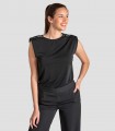 Camiseta estética hombreras raso Negro