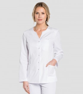Casaca sanitaria Blanca manga larga para comercio, estética y sanidad