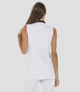 Casaca Microfibra Blanca con cuello mao para comercio y estética