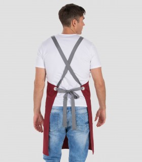 Delantal con peto bolsillos Granate