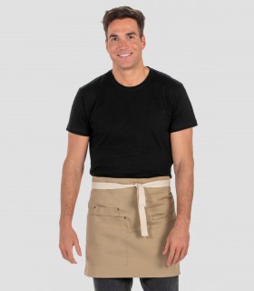 Delantal corto Beige bolsillos para camarero