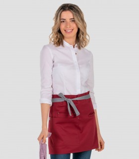Delantal corto granate bolsillos para camarero