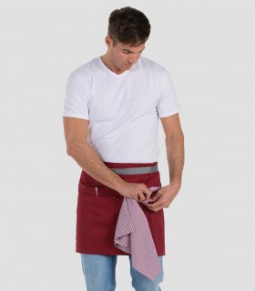 Delantal corto granate bolsillos para camarero