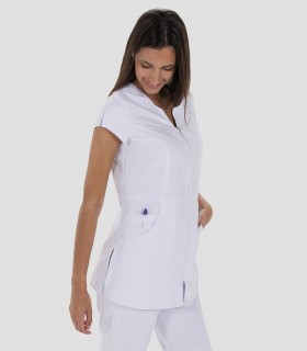 Casaca sanitaria mujer Microfibra Blanca cremallera