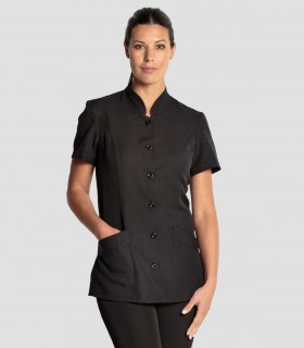 Chaqueta sanitaria mujer Microfibra Negra Manga corta