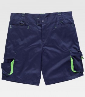 Bermuda multibolsillos Marino + Verde Flúor