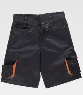 Bermuda multibolsillos Negro+Naranja A.V.