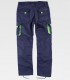 Pantalón de trabajo multibolsillos Marino + Verde flúor