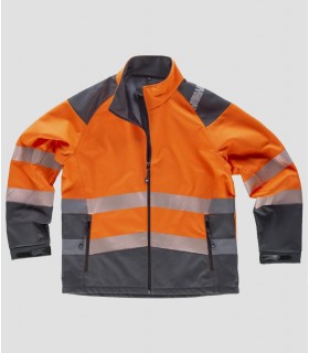 Chaqueta Workshell Alta visibilidad Naranja y Gris oscuro