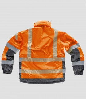 Parka impermeable Alta visibilidad Naranja y Gris oscuro