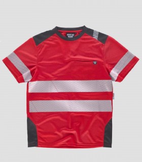 Camiseta Alta visibilidad Rojo y Gris oscuro