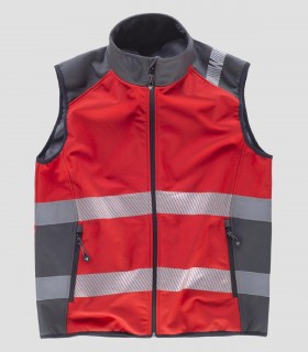 Chaleco Workshell Alta visibilidad Rojo y Gris oscuro