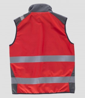 Chaleco Workshell Alta visibilidad Rojo y Gris oscuro
