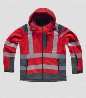 Chaqueta Workshell Alta visibilidad Rojo y Gris oscuro