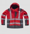 Chaqueta Workshell Alta visibilidad Rojo y Gris oscuro