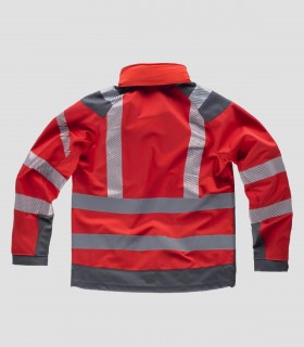 Chaqueta Workshell Alta visibilidad Rojo y Gris oscuro