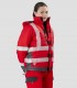 Parka impermeable Alta visibilidad Rojo y Gris oscuro