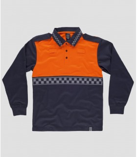 Polo Alta visibilidad Marino y Naranja Manga larga