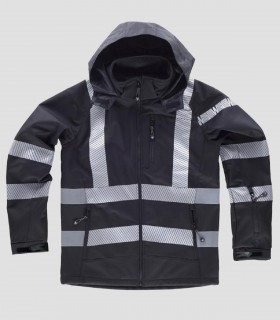Chaqueta Workshell Alta visibilidad Negra