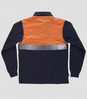Polo manga larga Alta visibilidad Marino y Naranja