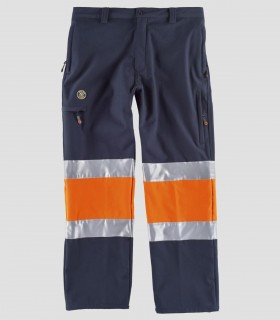 Pantalón Workshell Alta visibilidad Marino y Naranja