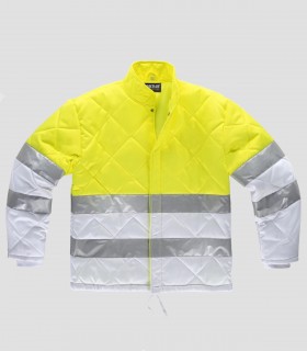 Cazadora acolchada Alta visibilidad Blanco y Amarillo