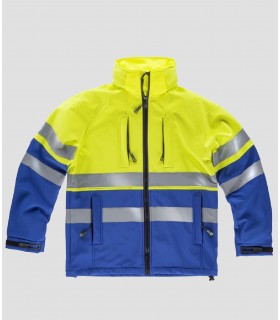 Chaqueta Workshell Alta visibilidad Azulina y Amarillo
