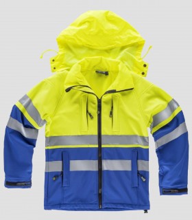 Chaqueta Workshell Alta visibilidad Azulina y Amarillo