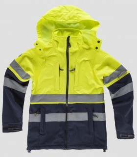 Chaqueta Workshell Alta visibilidad Marino y Amarillo