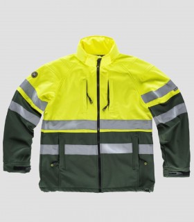 Chaqueta Workshell Alta visibilidad Verde oscuro y Amarillo