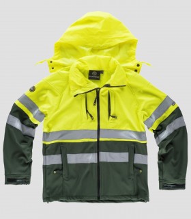Chaqueta Workshell Alta visibilidad Verde oscuro y Amarillo