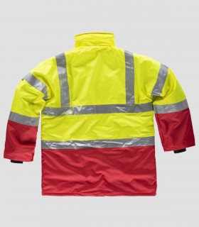 Parka acolchada Alta visibilidad Rojo y Amarillo
