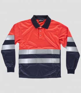 Polo manga larga Alta visibilidad Rojo y Marino