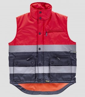 Chaleco acolchado Alta visibilidad Rojo y Marino