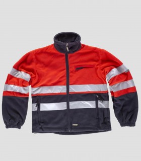 Chaqueta Polar Alta visibilidad Rojo y Marino