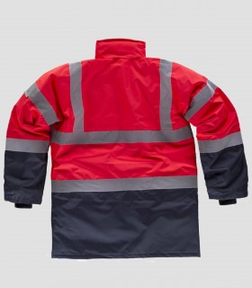 Parka acolchada Alta visibilidad Rojo y Marino