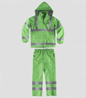 Traje de agua impermeable Verde con cintas reflectantes