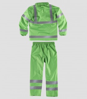 Traje de agua impermeable Verde con cintas reflectantes