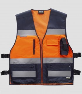 Chaleco Alta visibilidad Marino y Naranja