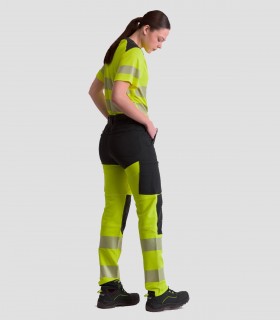 Pantalón elástico Alta visibilidad Gris, Negro y Amarillo
