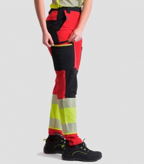 Pantalón elástico Alta visibilidad Rojo, Negro y Amarillo