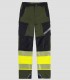 Pantalón elástico Alta visibilidad Verde oscuro, Negro y Amarillo
