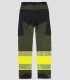 Pantalón elástico Alta visibilidad Verde oscuro, Negro y Amarillo