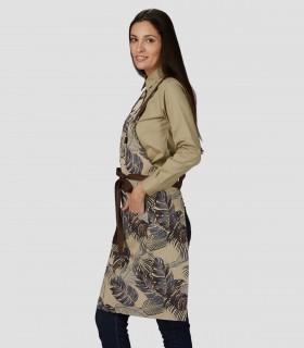 Delantal con peto estampado Flores Marino