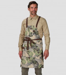 Delantal con peto estampado Flores Verde