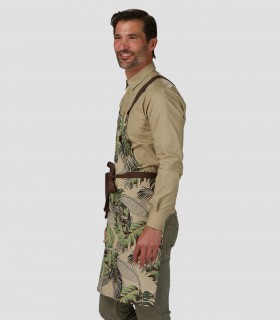 Delantal con peto estampado Flores Verde