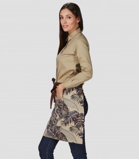 Delantal corto estampado Flores Marino