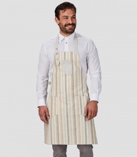 Delantal con peto Rayas Gris claro